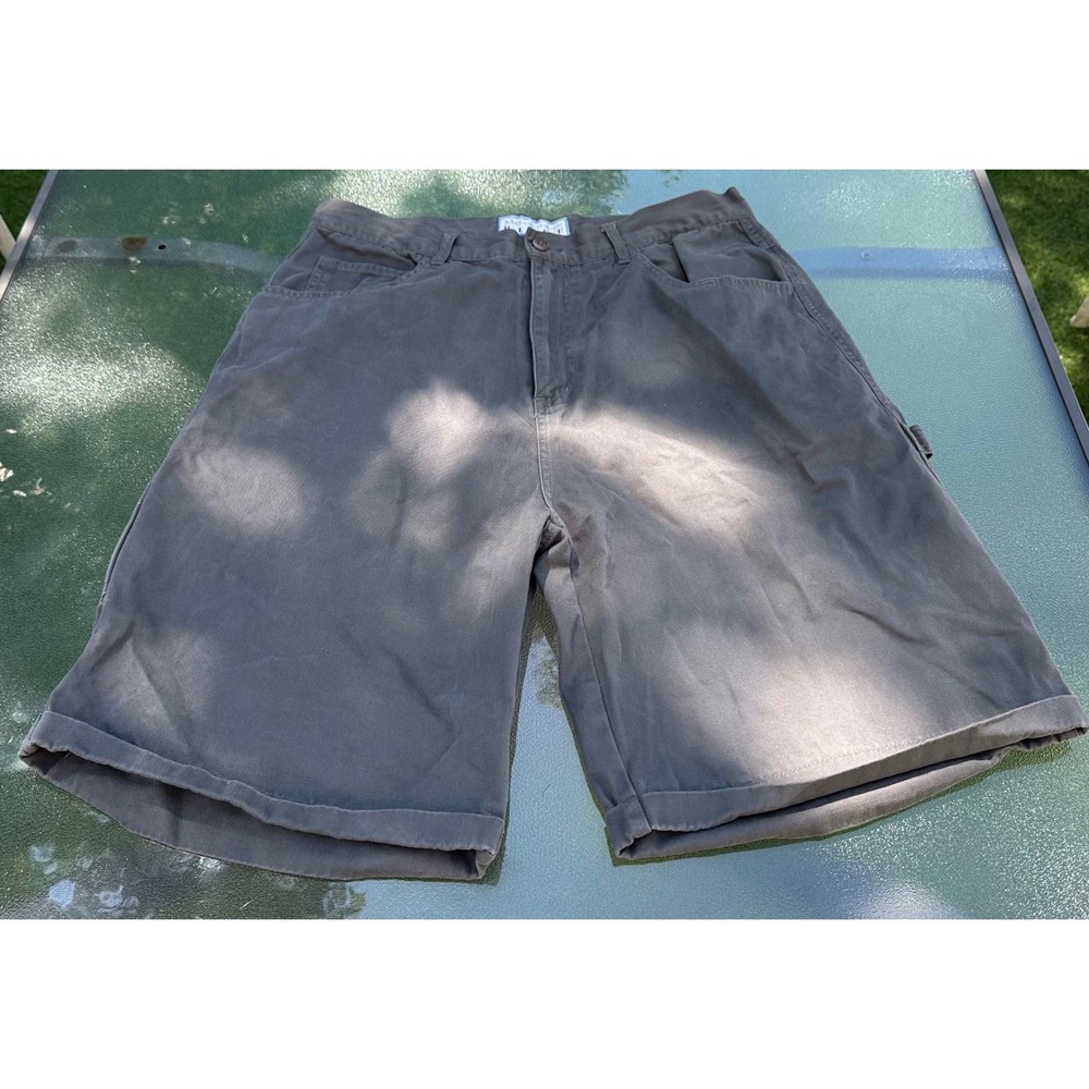 Mountain Ridge Mens Carpenter Shorts Gray Cotton Canvas Utility Workwear Size 34